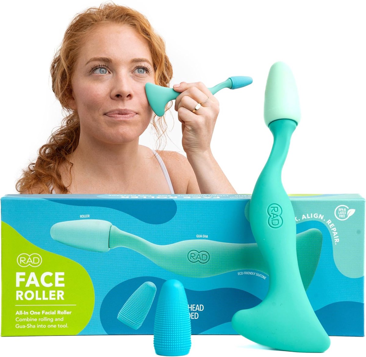 Thijox - Gua Sha en Jade Roller Set - Gezichtsmassage Tool voor Huidverzorging - Verlicht Rimpels en Fijne Lijntjes - Natuurlijk Jade - Perfect voor D