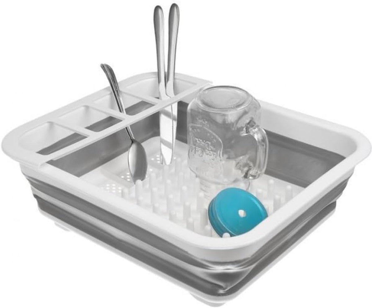 Thijox - Opvouwbaar Afdruiprek voor Servies en Bestek - Multifunctioneel, Duurzaam Siliconen & PP - 36x31cm - Perfect voor Keuken, Camping, en Feesten