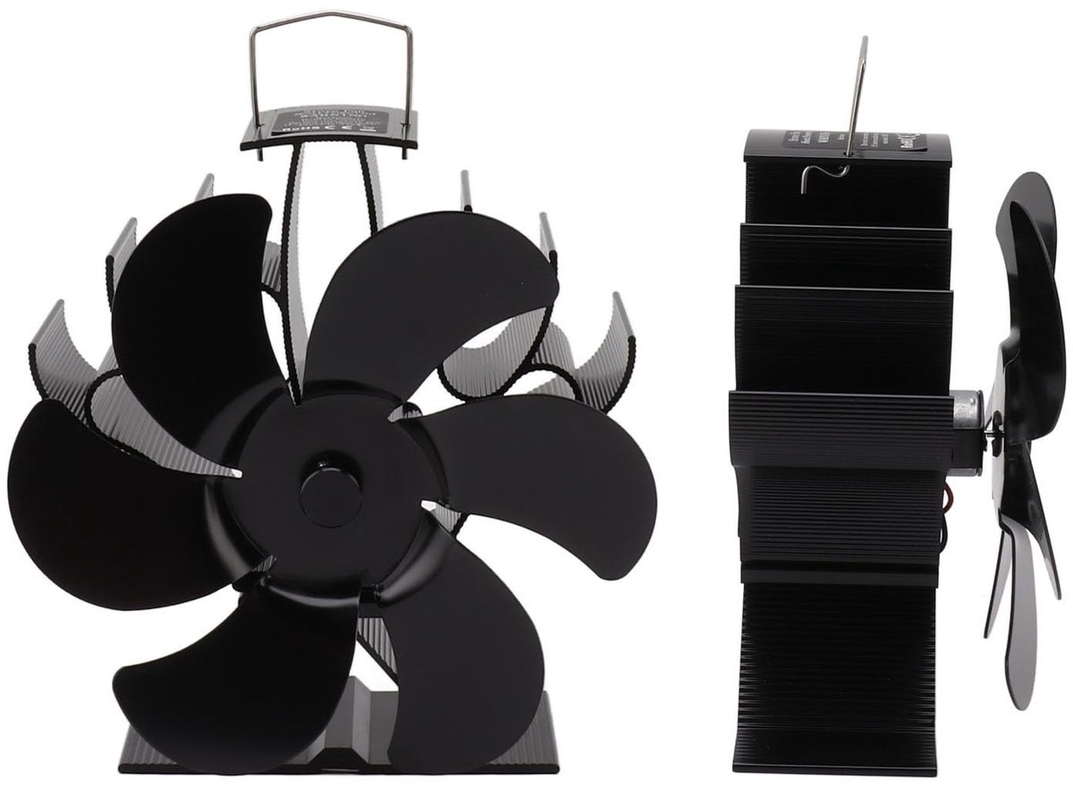 Inovra - Open Haard Ventilator - Warmte Aangedreven - Stil en Efficiënt - Aluminiumlegering - Voor Open Haard - 6 Bladen
