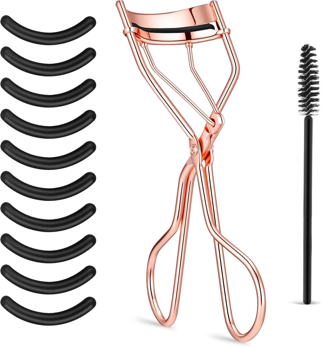 Thijox - Professionele Wimperkruller met 10 Vervangende Navulpads en Ingebouwde Kam voor Perfecte Wimpers - Metalen & Draagbaar voor Blijvende Krul
