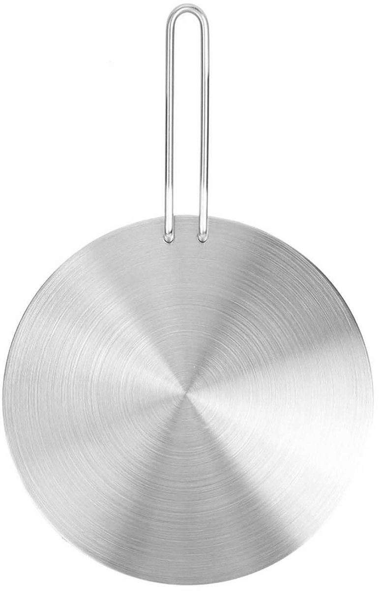 Inovra - Inductie-adapter - universele inductieplaat - warmteverdelingsplaat van roestvrij staal - 24 cm - inductie-diffuser met handgreep - gesch...