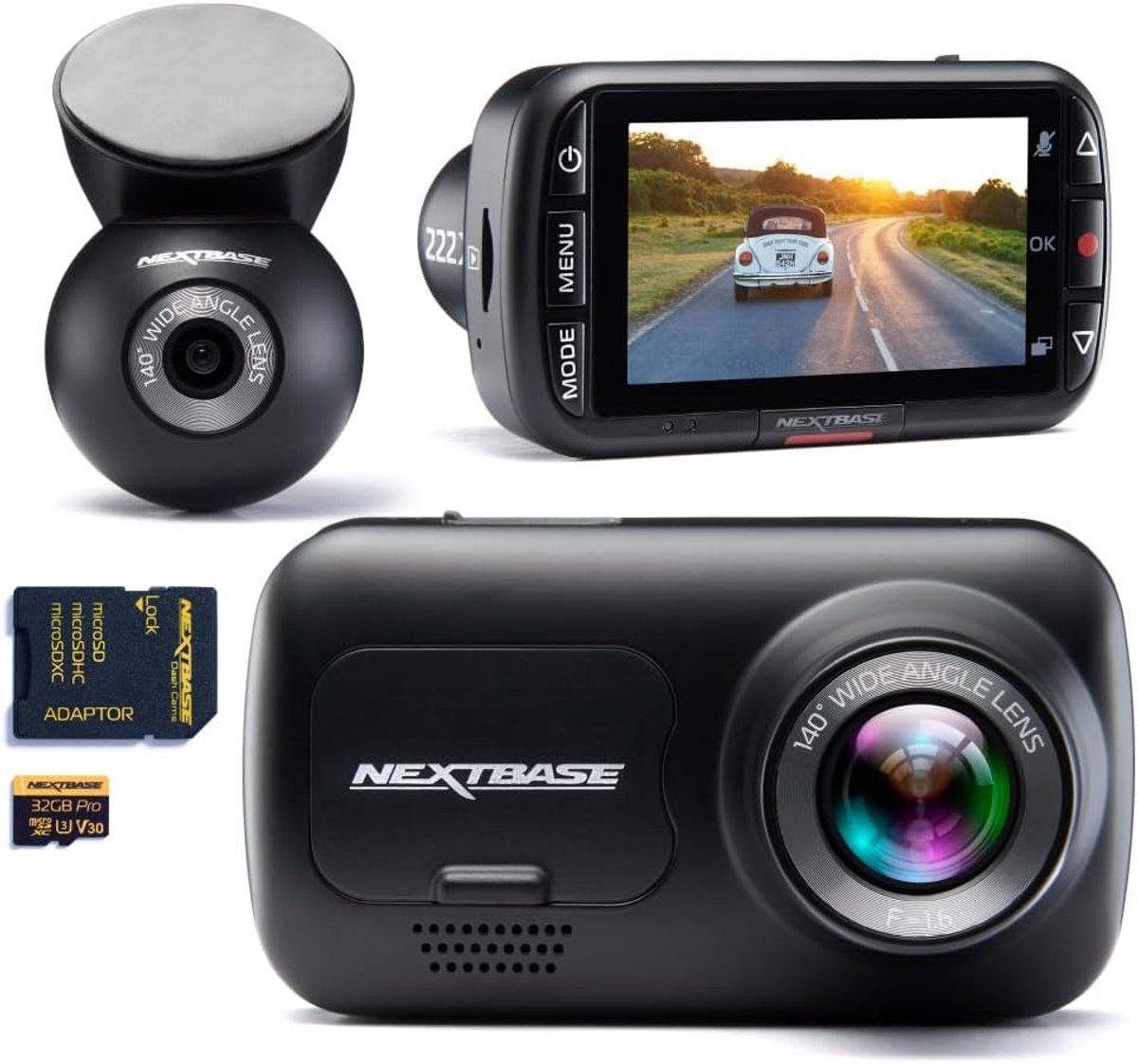 Thijox - Full HD 1080p Dashcam voor en Achter met Achterruitcamera, 32 GB SD-kaart, Parkeermodus 24/7 & Click&Go Houder - Nextbase 222XR Alternatief