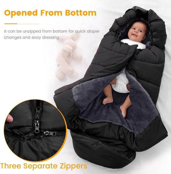 Thijox - Universele Voetenzak voor Kinderwagen, Winter Voeten voor Buggy, Waterdichte & Winddichte Voetenzak, Warme Polar Fleece Gevoerd, Geschikt voo van Thijox — afbeelding 2