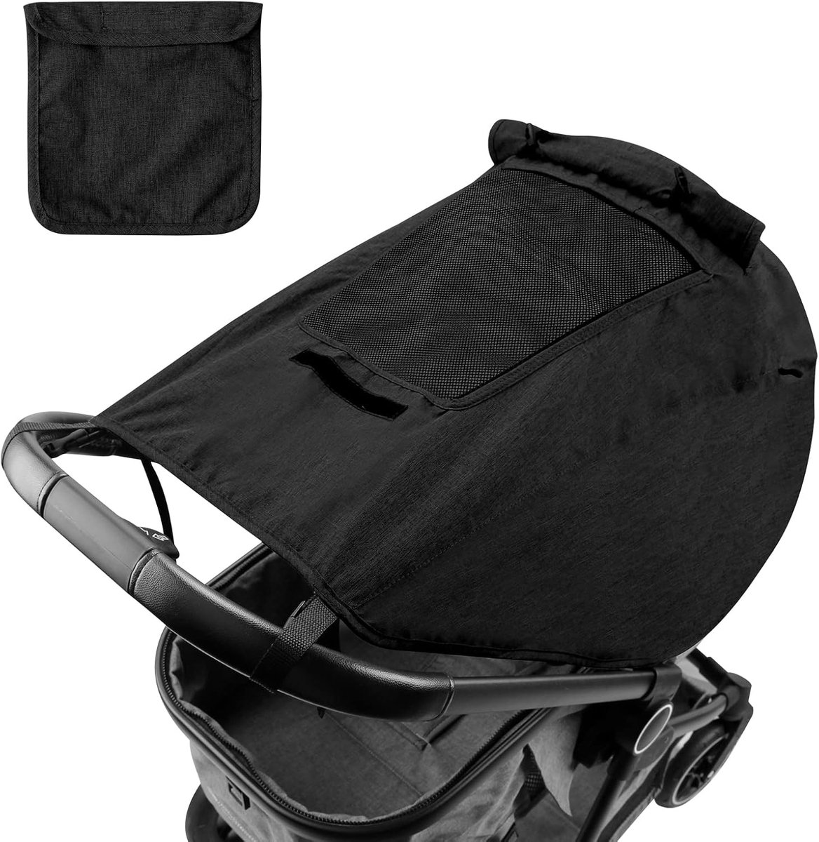 Thijox - Selene Zonnezeil Kinderwagen met UV-bescherming 50+, Waterdicht, Verstelbaar, Universeel, Dubbellaagse Stof, Kijkvenster en Brede Schaduwvleu