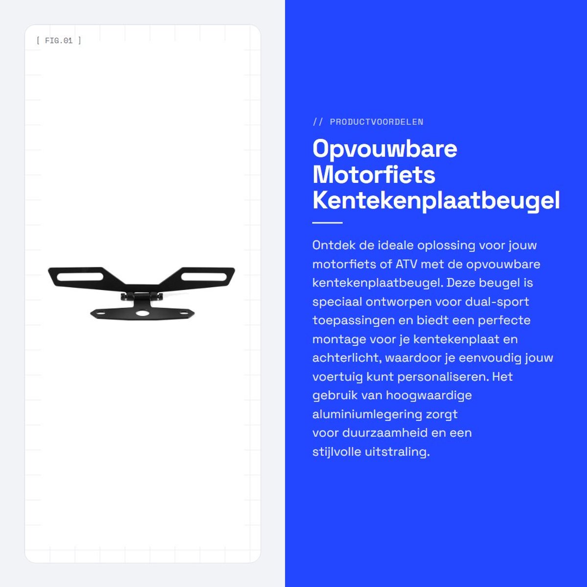 Dailygoods- Kentekenplaatbeugel Opvouwbaar - Aluminium - Achterlichthouder - Geschikt voor Motorfiets/ATV - Eenvoudig te Installeren - 100% Nieuw - Kentekenplaathouder