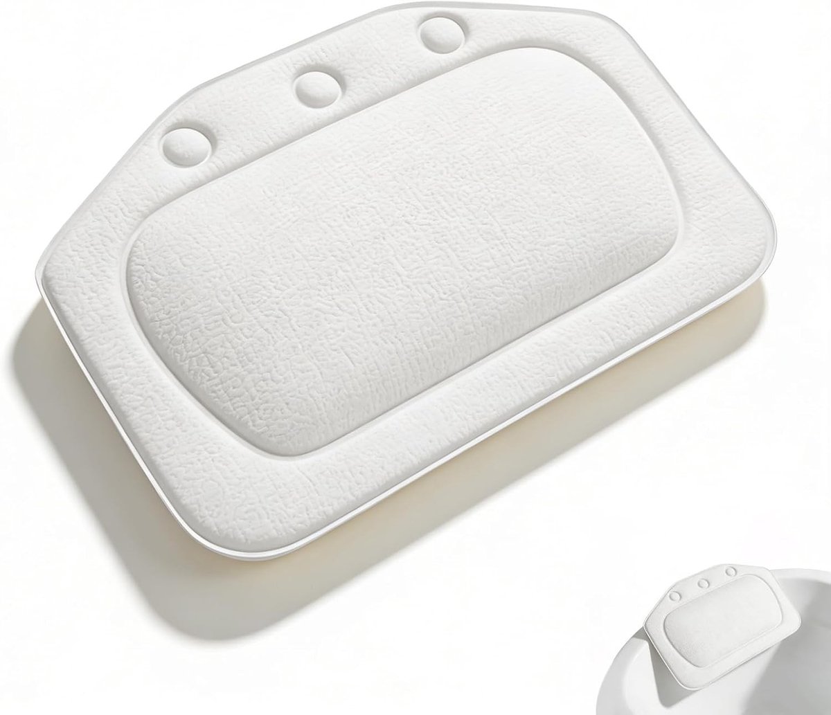 Gevoerd badkussen van zacht schuim met zuignappen, hoofd- en neksteun voor optimaal comfort in spa's en badkamers