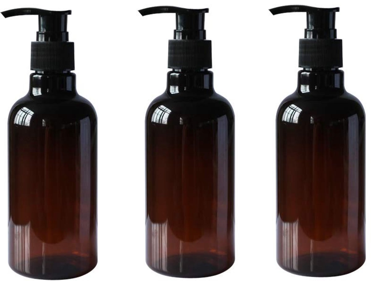 Dailygoods- Pompflessen 3x250ml - Herbruikbaar - Kunststof - UV-bescherming - Eenvoudig te vullen - Ideaal voor lotions - Fles