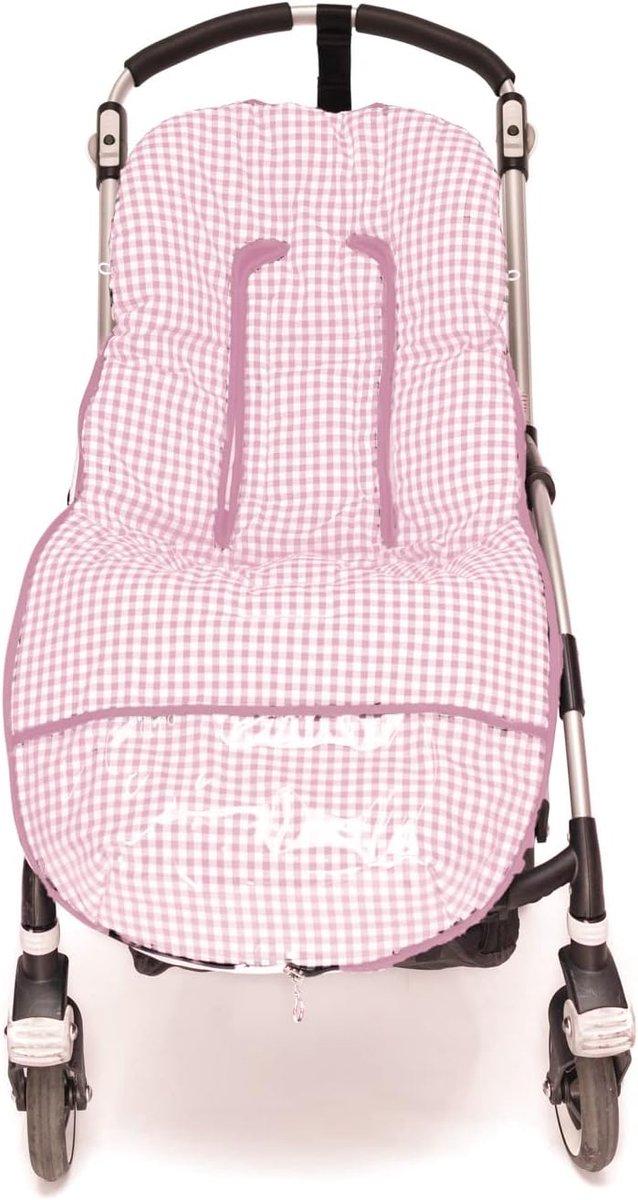 Universele voetenzak - Kinderwagen hoes - Baby warm houden - Handgemaakt in Spanje - 95 x 53 cm - Roze Vichy van Universele — afbeelding 3