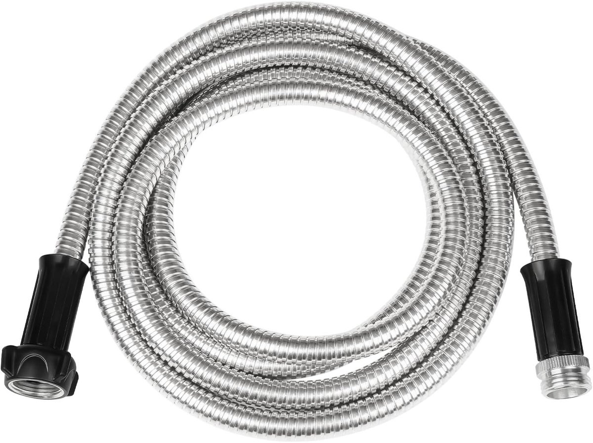 Metalen tuinslang - Flexibele slang - Camper bewatering - Roestvrij staal - 5FT lengte - Zilver