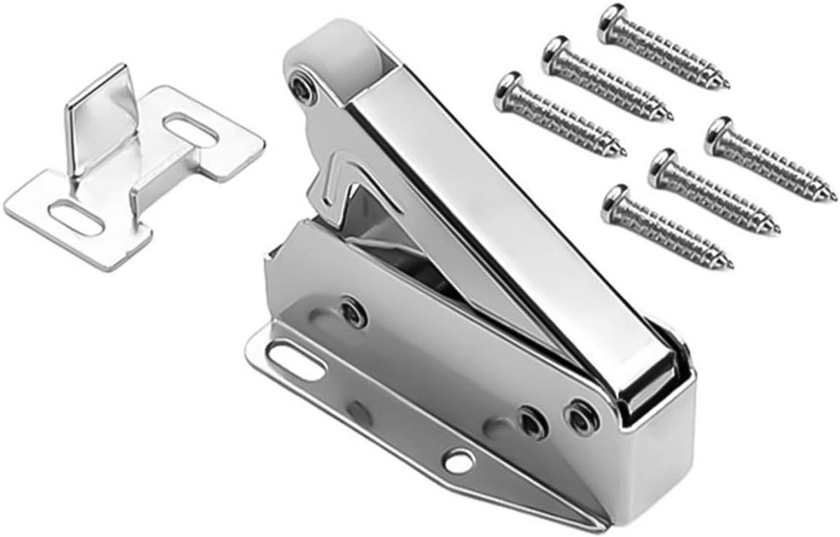 Automatische Deuropener - Drukker Sluiting - Kasten Sluiten - Veerbelast Ontwerp - 58mm x 27mm - Zilver