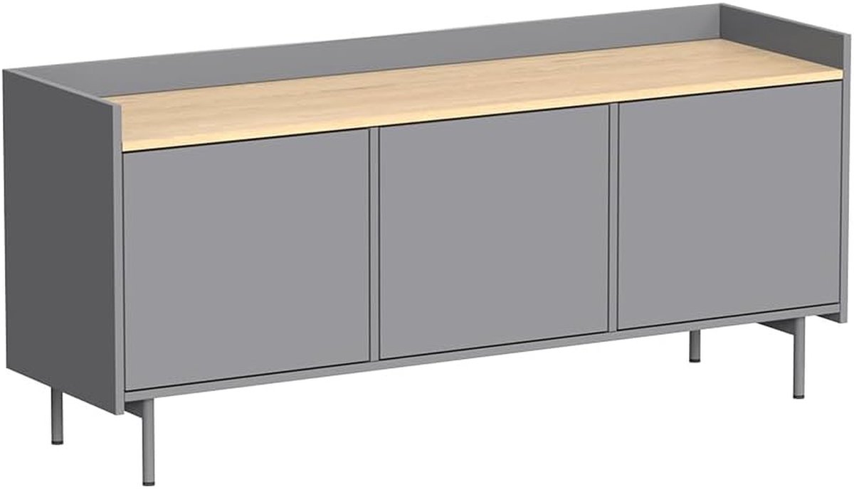 Lowboard Velina - TV Meubel - Woonkamer Opbergen - Stijlvol Design - 140 x 63 cm - Grijs Eiken