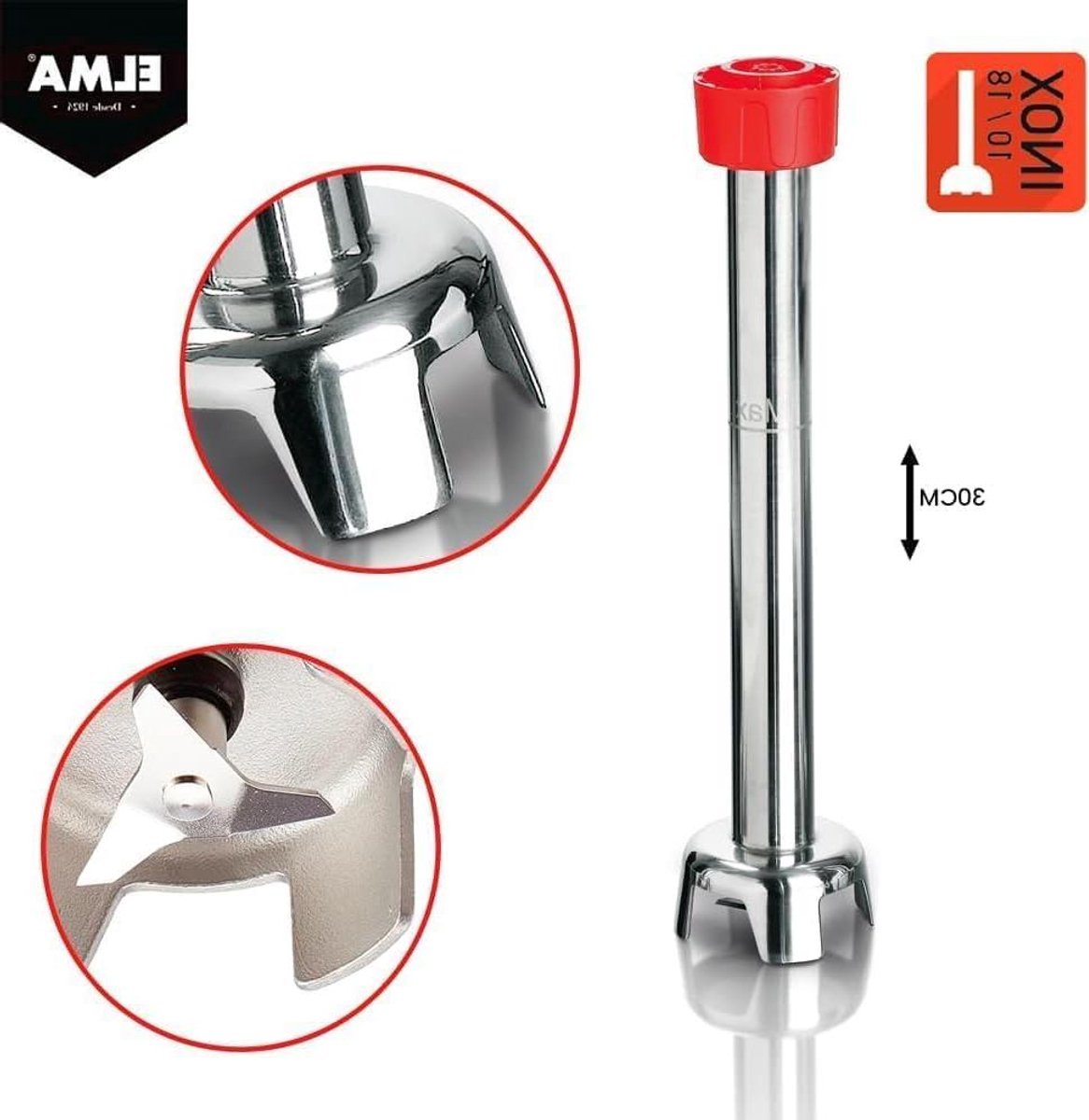 Professionele Mixer - Keukenmixer Staafmixer - Sausen Purees Maken - Afneembare Arm - 30cm Arm - Rood