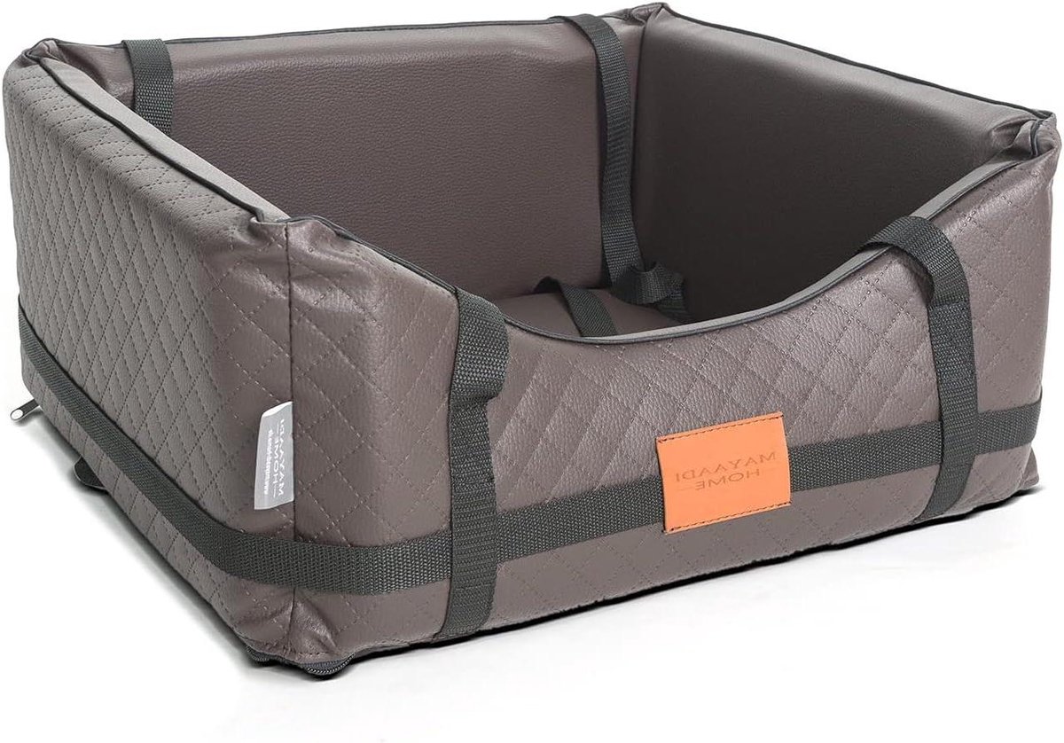 Hondenautostoel - Hondenmand auto - Veilig reizen - Gewatteerd kunstleer - 50 x 45 x 24 cm - Donkerbruin