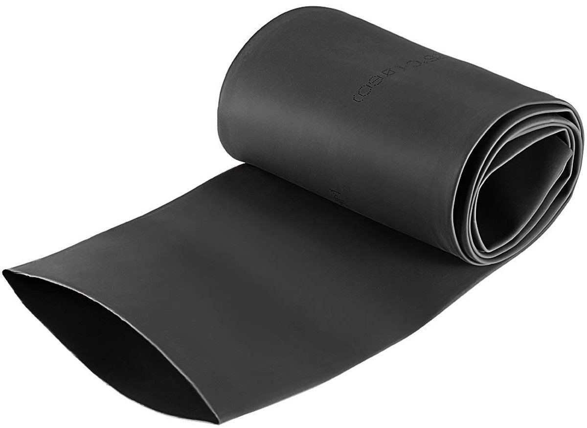 Thijox - Krimpkous 60 mm Diameter 98 mm, Vlak, 2:1 Krimpbare Slangkabel, Zwart, 1 m - Voor Kabelreparatie, Isolatie, Kabelbeheer en Schakelbeveiliging