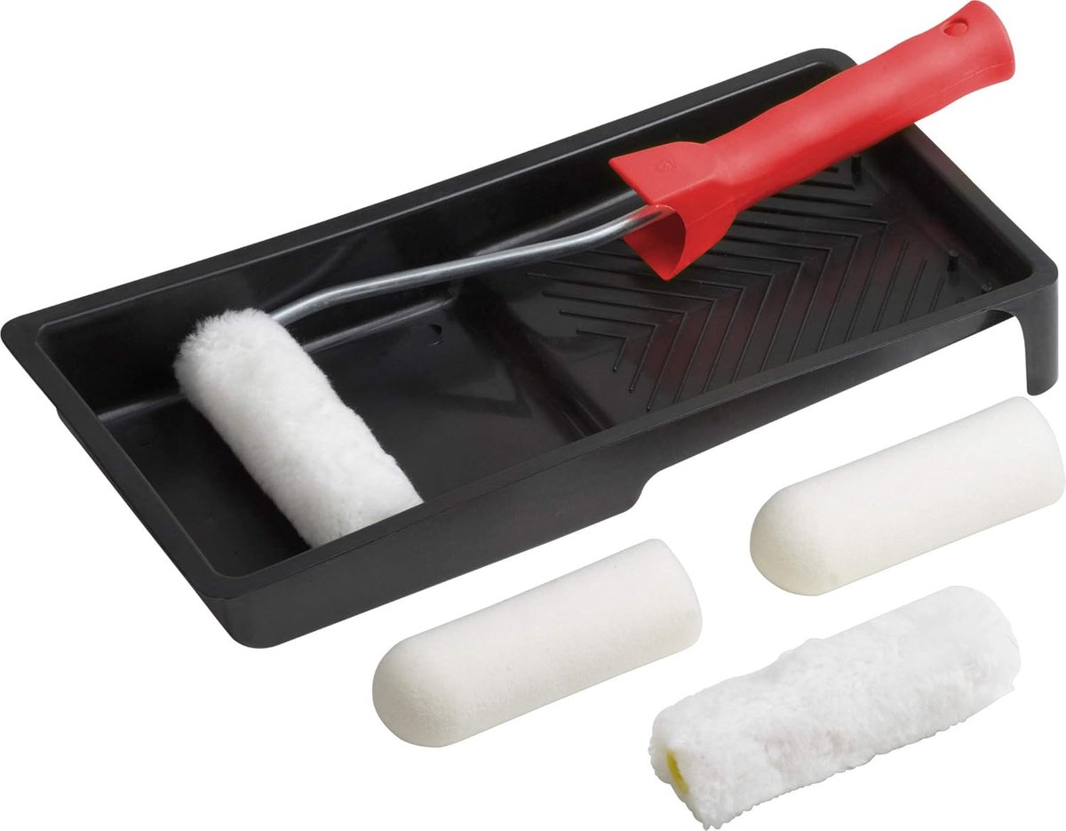 SnelShoppen - Schilder- en Lakset 6-delig - Verfrollen van Schuim en Polyester - 10 & 12 mm Poolhoogte - Inclusief Verfbak en Steekbeugel - Ideaal voo