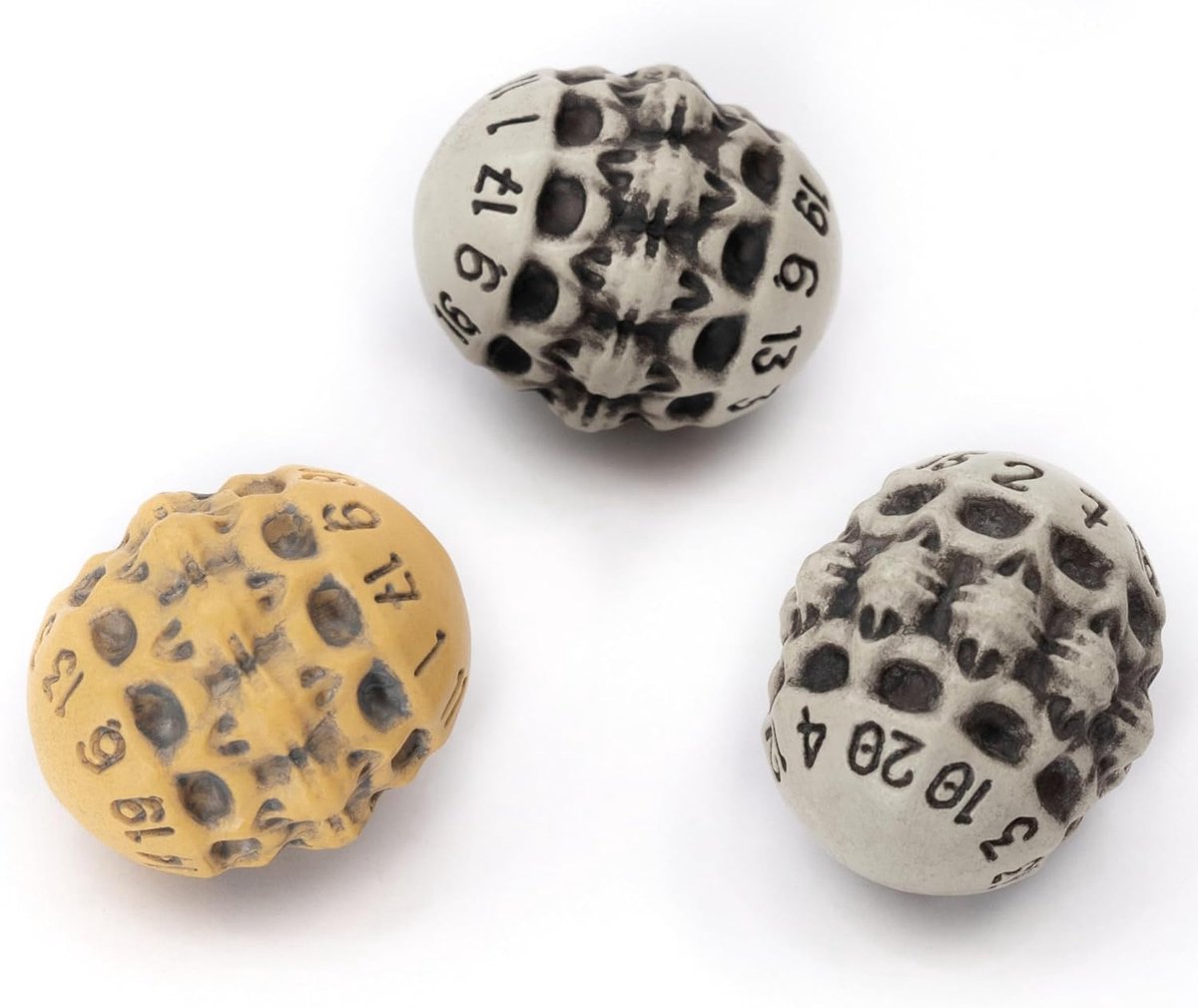 Thijox - D20 Dobbelstenen Set van 3 - Skull & Bone Design - Ideaal voor Dungeons & Dragons, Warhammer, Pathfinder en RPG Spellen
