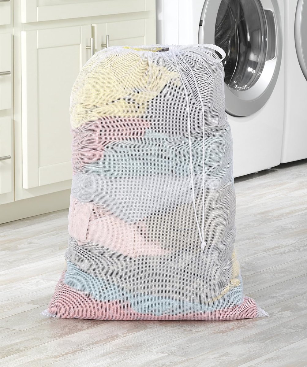 Thijox - Waszak Mesh Wit - Ideaal voor Wassen, Kleding, Ondergoed, Delicaat, Makkelijk Opbergen, Duurzaam Materiaal, Handig voor Thuis, Reis, Sport, C