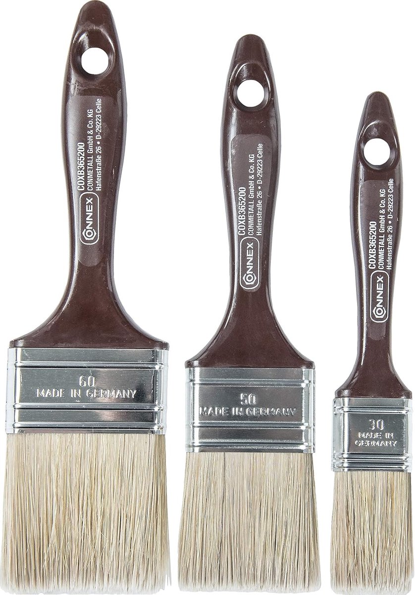SnelShoppen - Kwastenset 3-delig voor Glazuurverf - Platte Penselen 30-60 mm - Lichte Kunststof Borstelharen - Schilderen & Lakwerkzaamheden - Perfect