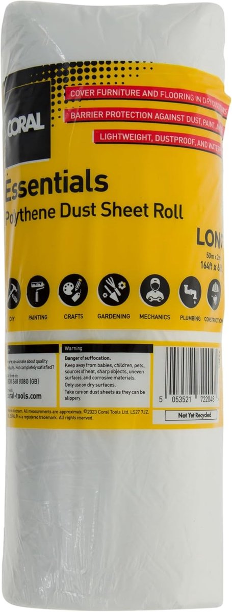 Polyethyleen stofvel rol 100 m² - 2 m x 50 m - Spatbescherming voor schilderen en oppervlaktebescherming