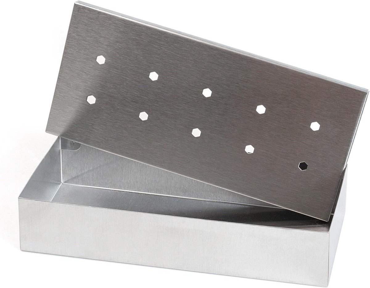 Thijox - Premium Rookbox 20x9,5x4 cm - Roestvrij Staal Rookbox voor Gas- en Houtskoolgrill - Hittebestendig en Ideaal voor Barbecue, Tuin, Feest en Ca