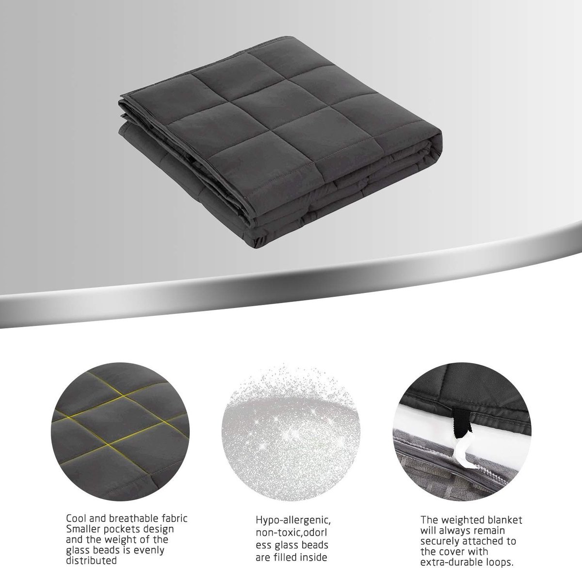 Dailygoods- Gewogen Deken 150x200cm - 9kg - Vervangbare Hoes - Glaskralen - Zware Deken - Natuurlijk Slaapmiddel - Premium Kwaliteit - Gewichtdeken