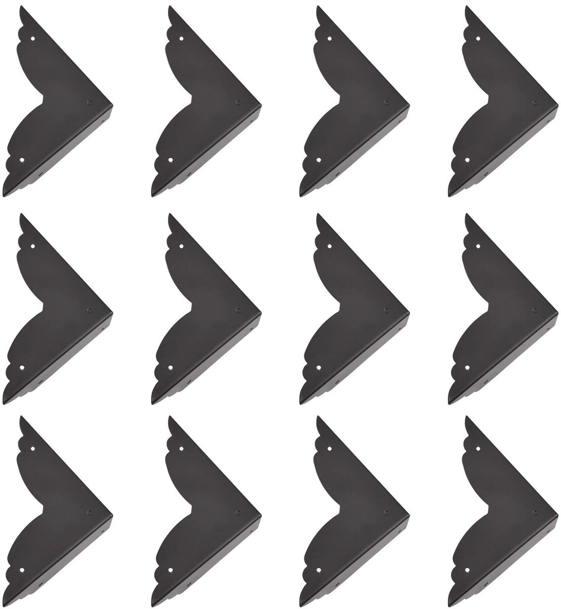 Dailygoods- Hoekbeschermer 12 stuks - Zwarte Hoekbescherming - Decoratieve Driehoekige Rand - Hoogwaardig Metaal - Veiligheidsbescherming voor Meubels - Meubelbeschermer