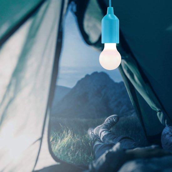 Thijox - Draagbare LED Pull Light in Blauw met Trekschakelaar - Ideale Mobiele Lamp voor Camping, Tuin, Kledingkast, Feestdecoratie, Warmwit Licht, In — afbeelding 4