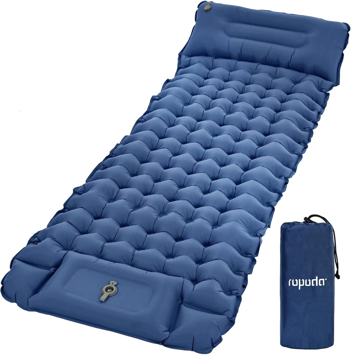 SnelShoppen - Ultralight Opblaasbare Camping Mat met Kussen, Ingebouwde Voetpomp, Waterdicht, Ideaal voor Hiking, Backpacking, en Kamperen, 170 x 71 x