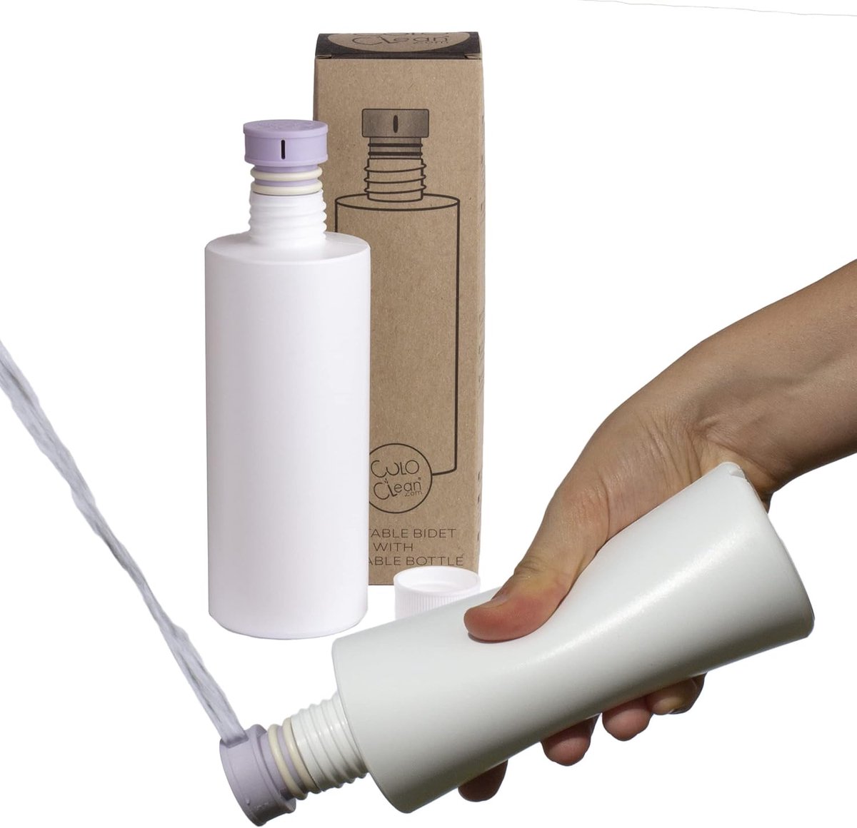 Thijox - CuloClean Draagbaar Bidet met Fles – Herbruikbaar, Flexibel, Ideaal voor Thuis, Camping, Hiking, Outdoor, Lila