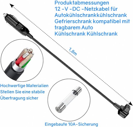 Thijox - 12V Koelbox Kabel - Universele Voedingskabel voor Camping, Auto, Vakantie, Koud Houdende Apparaten, Duurzaam en Flexibel, 3 Meter van Thijox — afbeelding 3