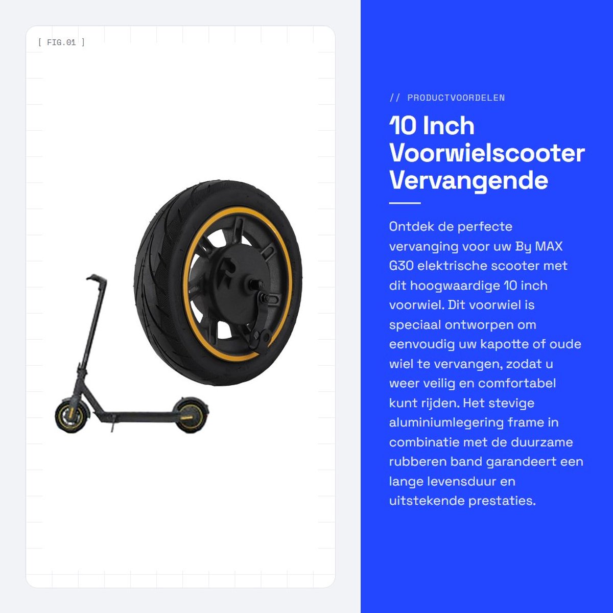 Dailygoods - 10 Inch Voorwielscooter - Vervangende Pneumatische Band - Duurzaam - Tubeless Band - Geschikt voor G30 - 60/70-6.5