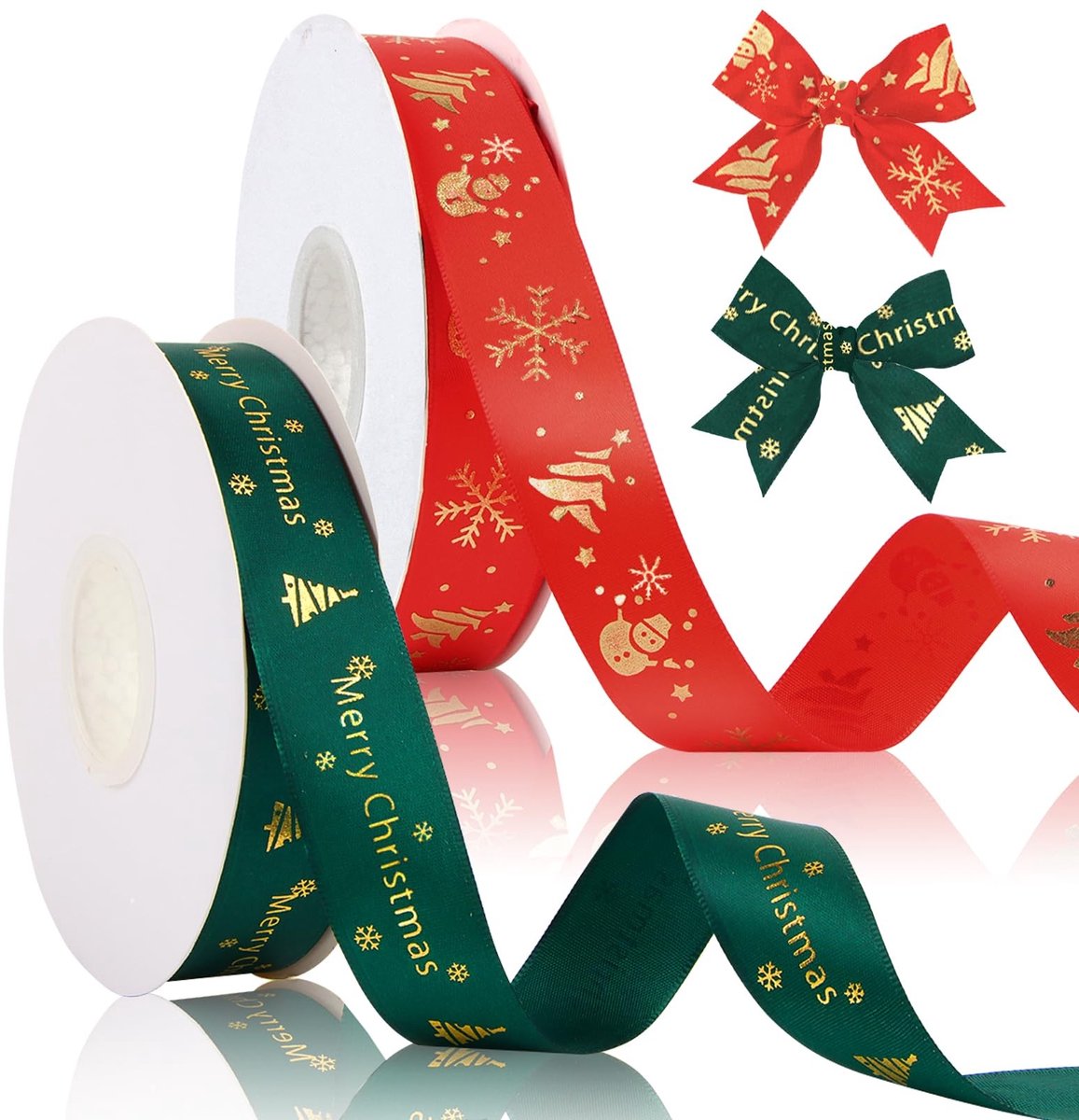 Dailygoods - Cadeaulint voor Kerstmis - Rood en Donkergroen, 15m