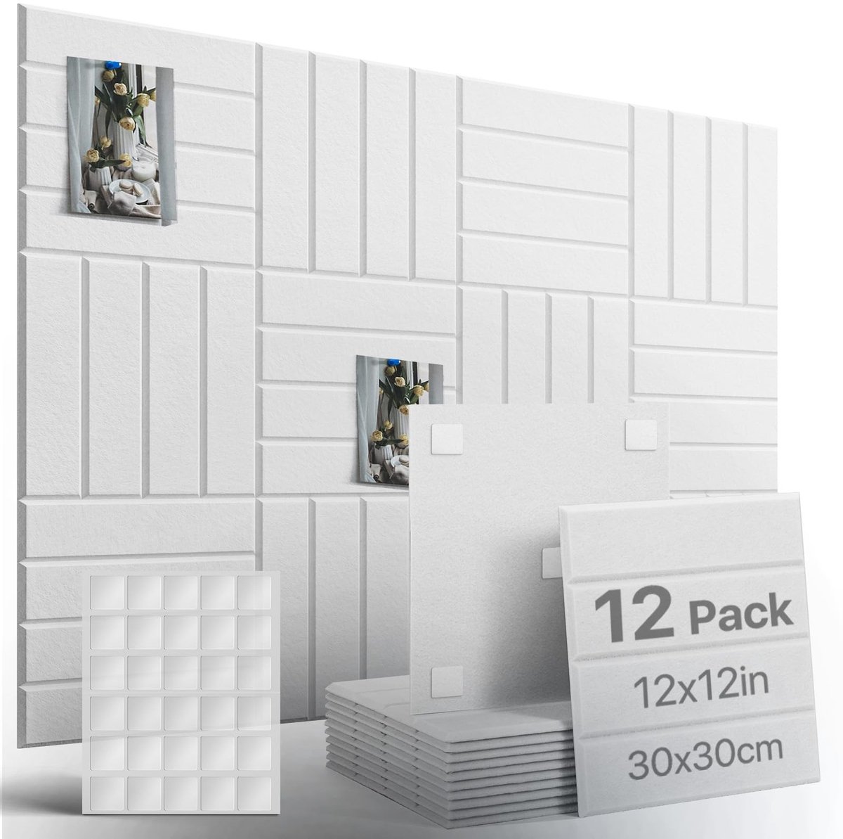 Dailygoods- Prikbord Zelfklevend 120x90 cm - Vilt - 12 Stuks (30x30 cm) - Decoratief Memobord - Thuis/Kantoor/School - Inclusief Plakkers