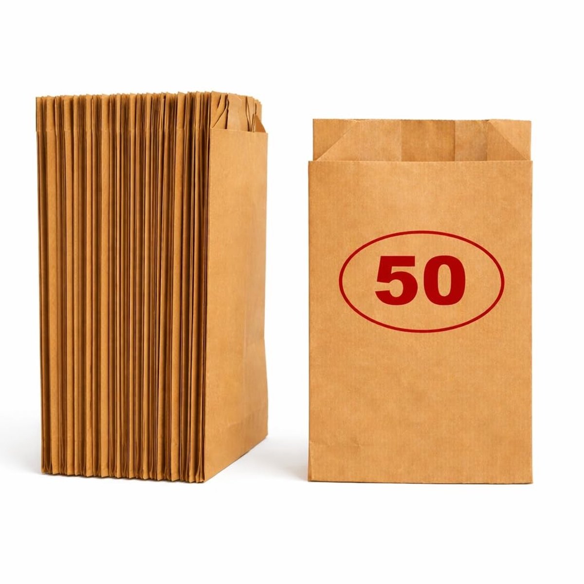 Dailygoods- Papieren Zakken 50 Stuks - Bruin Kraft - Cadeauzakjes - Voedselzakken - Popcornzakjes - Boterhamzakjes 20x12 cm