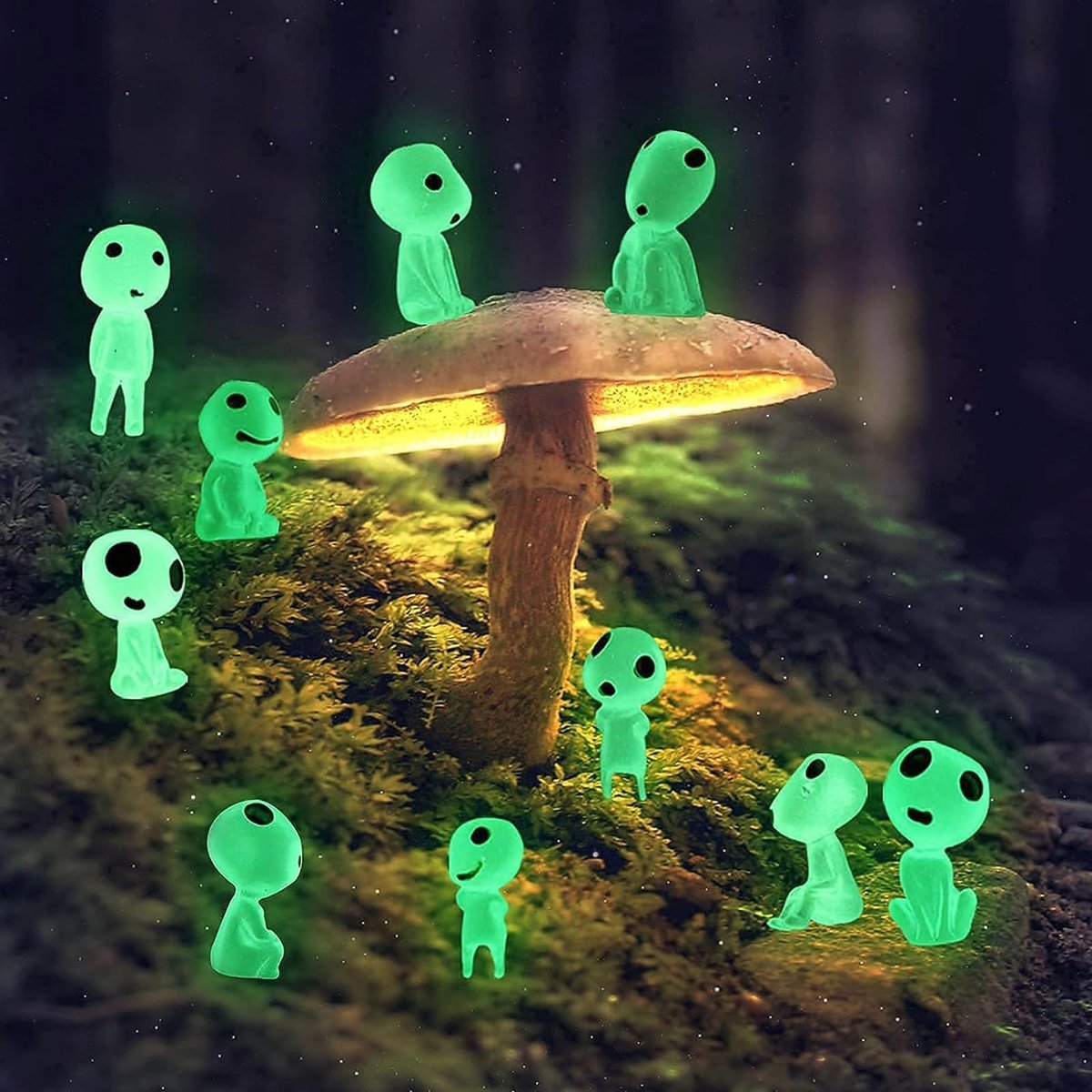 Dailygoods- Tuindecoratie 10 Stuks - Lichtgevende Elfen - Mini Kunsthars Figuren - Tuin Decoratie - Micro Landschap - Fluorescerend Groen - Tuinbeeld