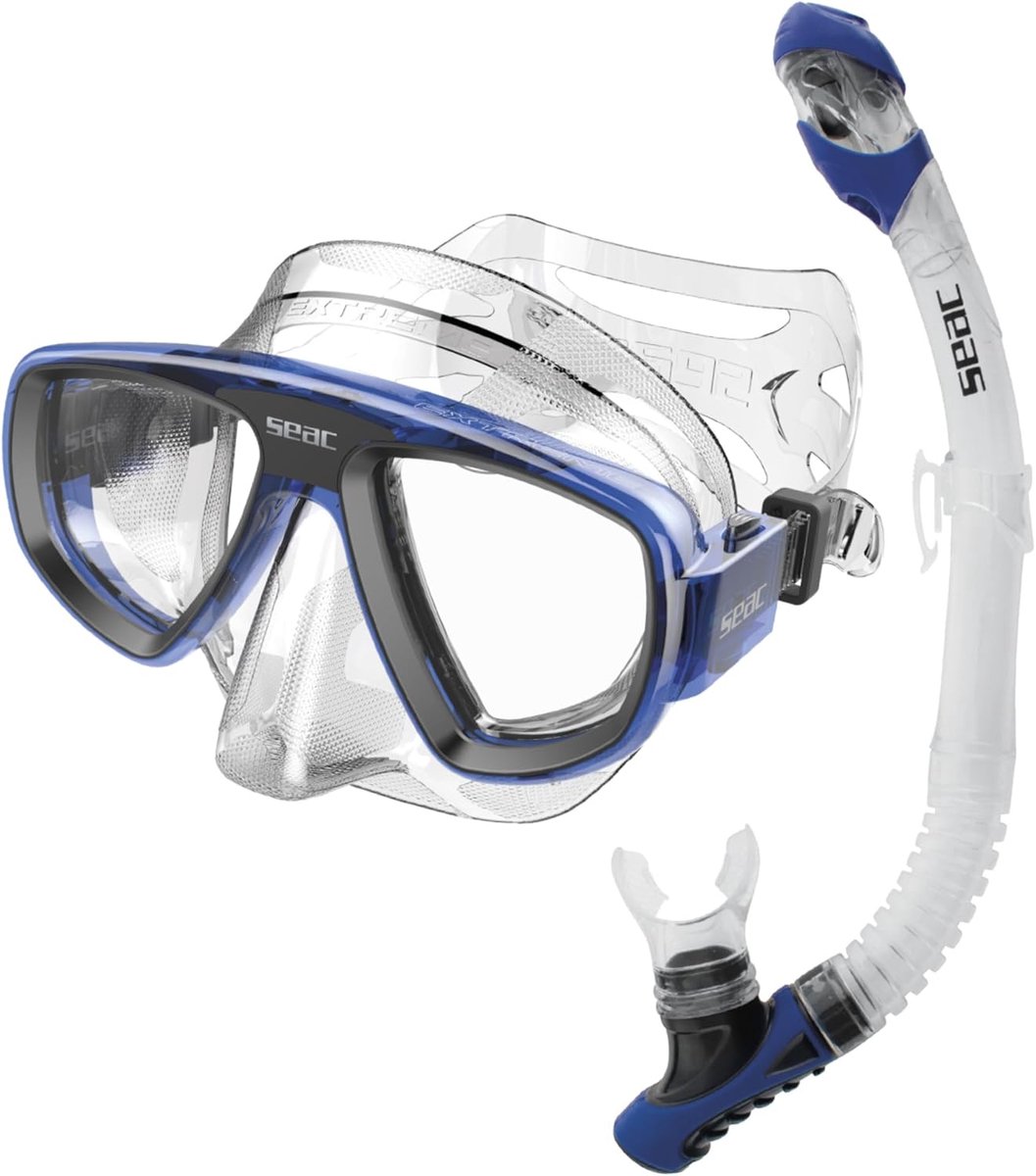 Thijox - SEAC Set Tot Extreme Dry, siliconen duik- en snorkelset met Dry-Top-systeem, masker en snorkel voor volwassenen en kinderen, ideaal voor vaka