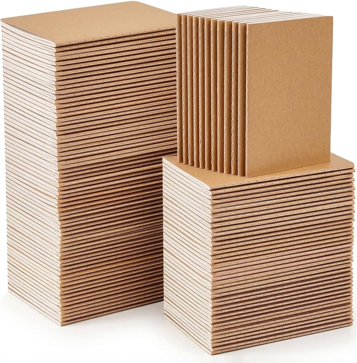 SnelShoppen - A5 Notitieboek Set van 100 Blanco Pagina's - Kraftpapier Notitieblokken voor Kinderen en Volwassenen - Ideaal voor School, Kantoor, Reiz