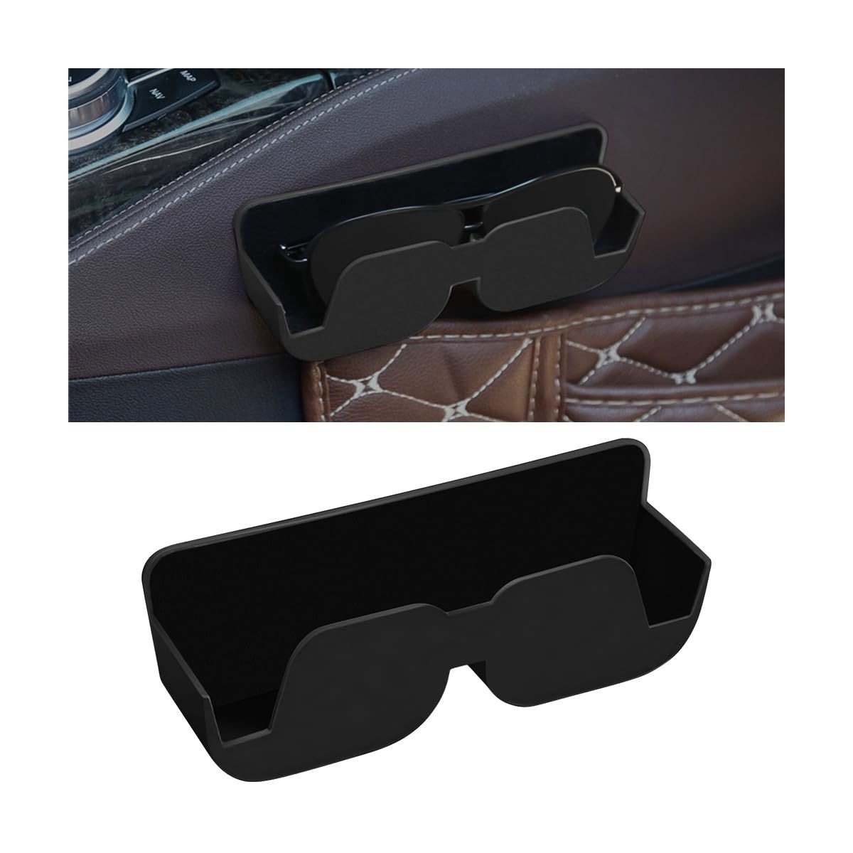 Dailygoods- Autobrillenhouder Universeel - Zelfklevende Brillendoos - Zwart/Fluweel - 16,2 x 5,5 x 3,5 cm - Perfect voor Zonnebrillen - Robuust en Duurzaam - Brillenkoker