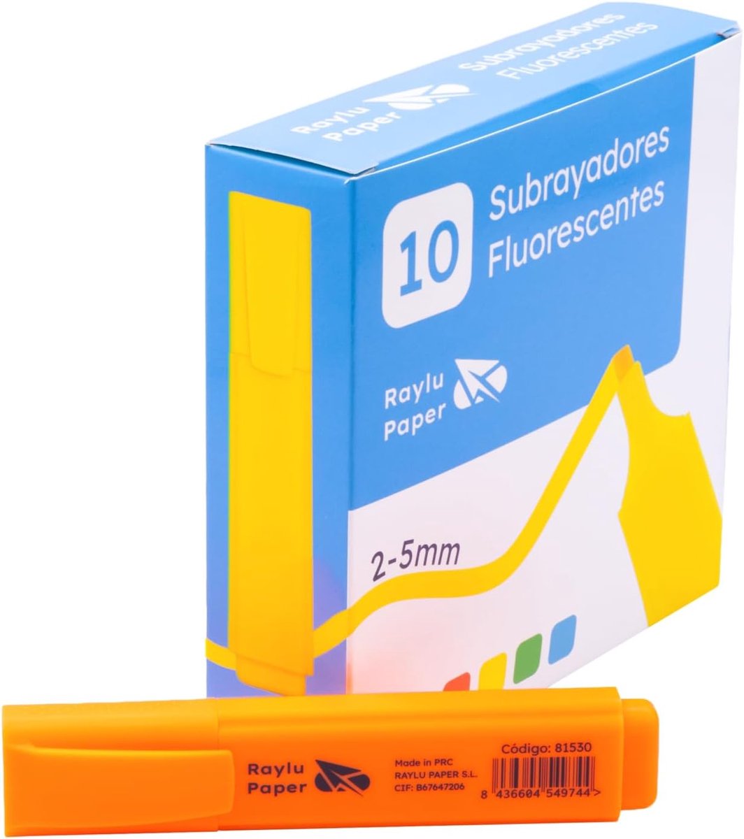 Thijox - Fluorescerende Markeerstiften 10 Stuks - Afgeschuinde Punt, Lijnbreedte 2-5 mm, Waterbasis Inkt, Oranje - Ideaal voor Leren, Werken, Plannen