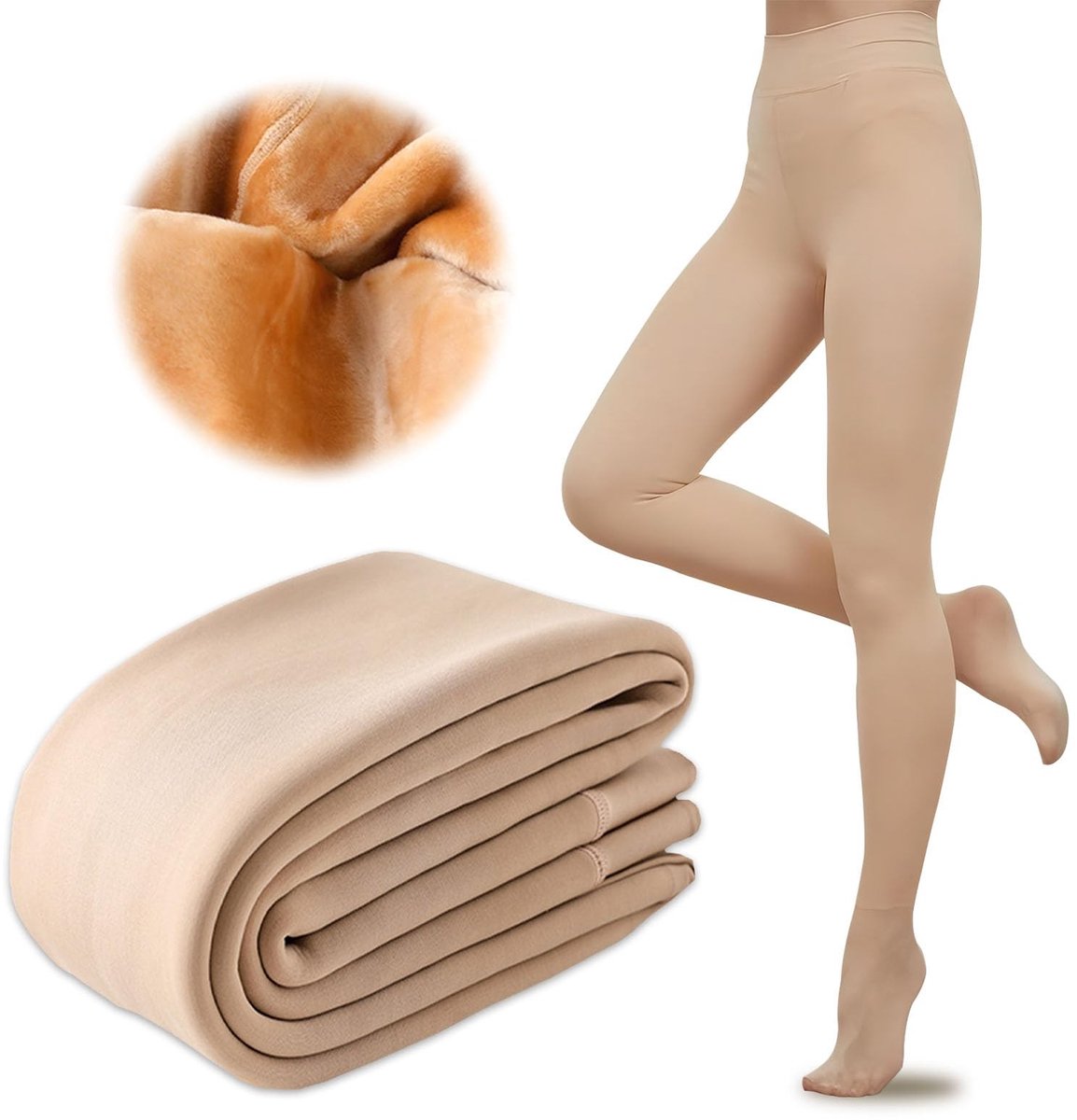 Dailygoods - Thermische Panty voor Dames, Dames Dikke Warme Panty, Gevoerde Panty, Winter Fleece Gevoerde Stretch Panty Hoge Taille Leggings Butt Lifting(35-75 kg)