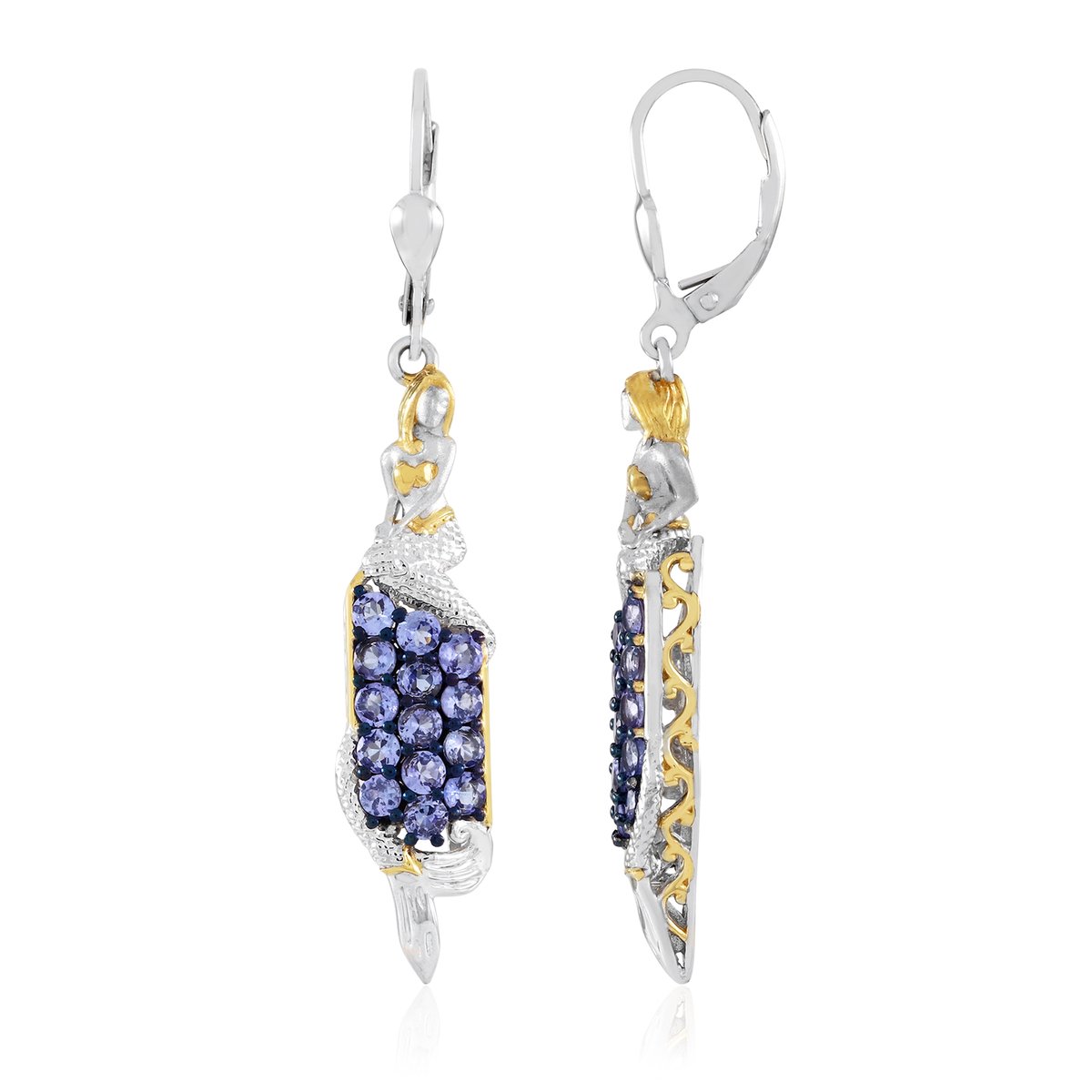 Cavill - Zilveren Oorbellen met Tanzaniet - 925 Sterling Zilver - 1,89 ct Ronde Edelstenen - Luxe Elegante Oorbellen - Palladiumcoating - 52 mm