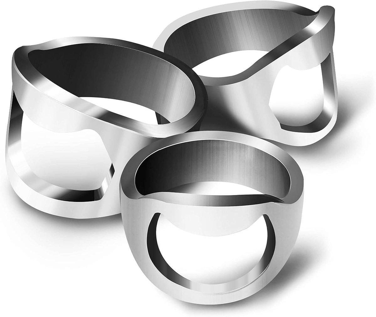 Thijox - Mini Flesopener Ring Set van 3 | 20-22-24mm | Roestvrijstaal Metalen Flesopeners met Nikkel Afwerking | Perfect voor Feest, Camping en Keuken
