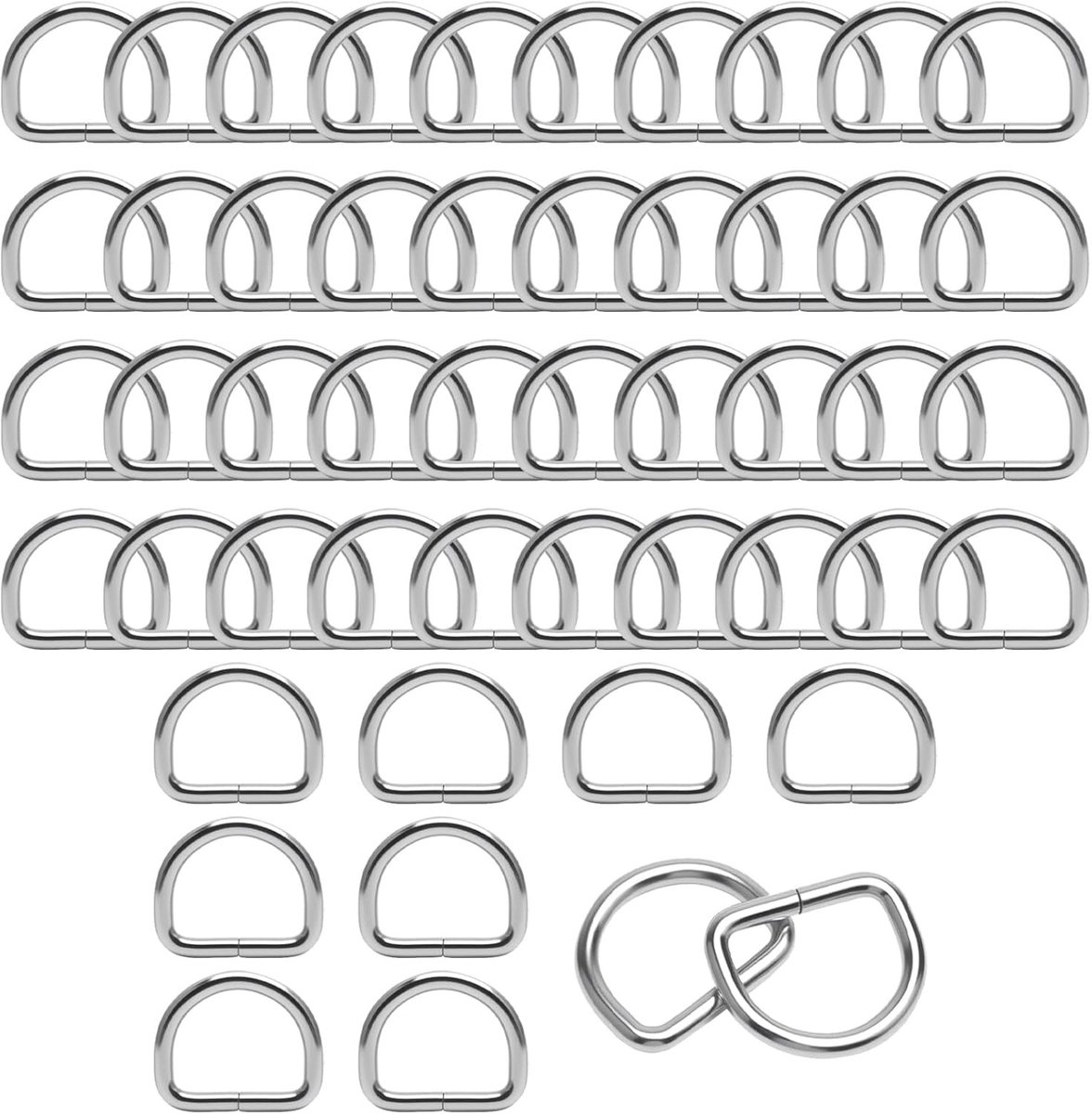 50 Stuks D-ring Metalen Halfronde D-ringen 25 mm Binnendiameter voor DIY Projecten en Handwerken