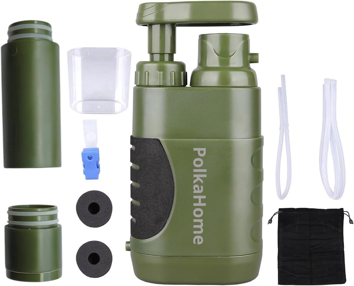 Thijox - Survival Waterfilter Outdoor - Waterzuiveringsapparaat 10.000L met Reservefilter - Ideaal voor Camping, Hiking, Survival Kit, Waterfiltering,
