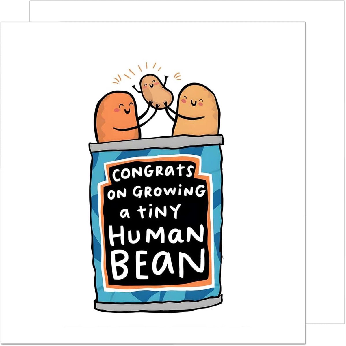 Thijox - Premium vierkante wenskaart voor de geboorte met envelop - Groetkaart, babykaart, hallo baby, jongen, meisje, humor, 14,5 x 14,5 cm, topkwali