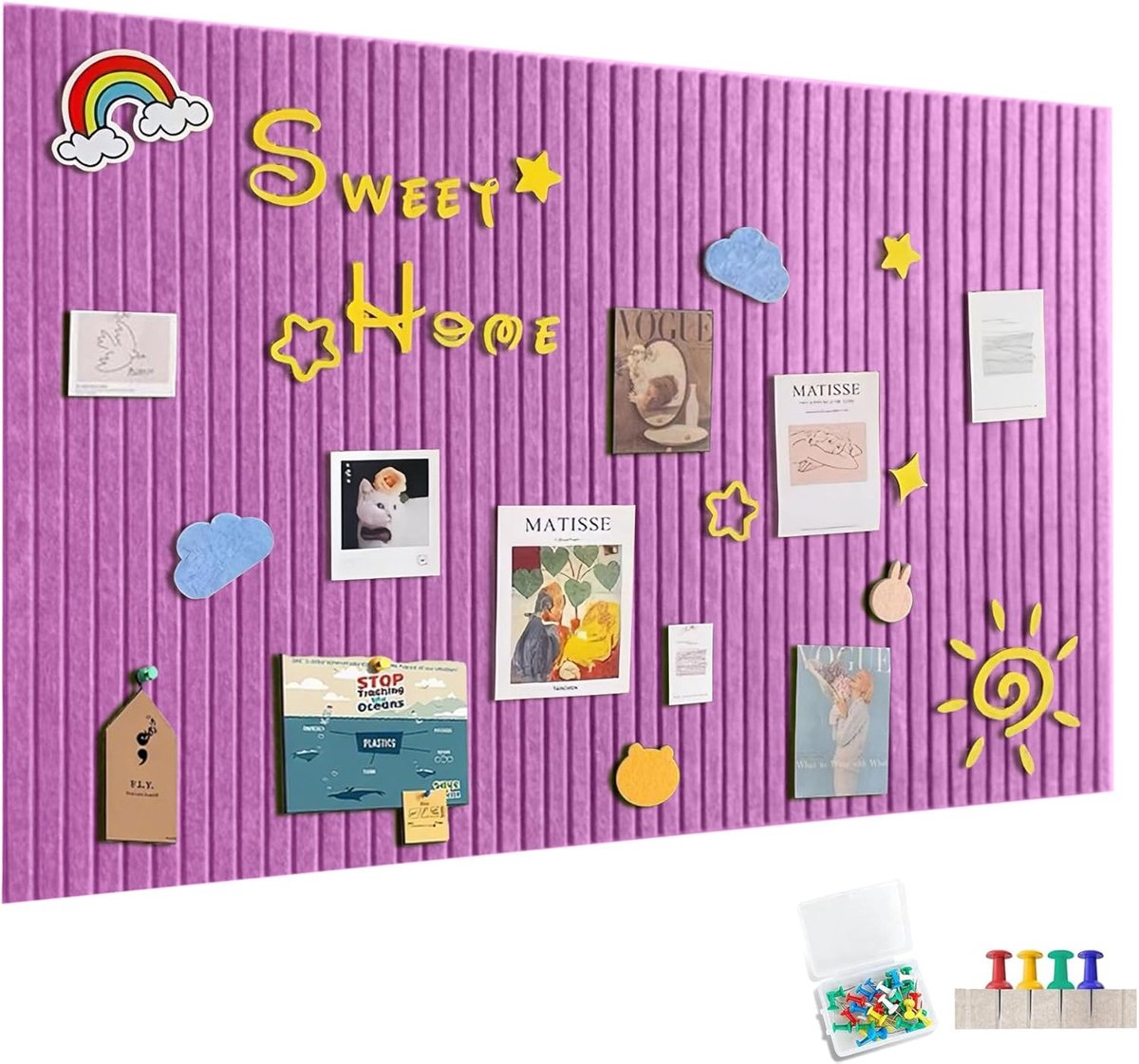 SnelShoppen - 120x90 cm Grote Vilt Prikbord Zelfklevend Memo Bord met 60 Speldjes Wanddecoratie voor Kantoor, Keuken, Foto's, Memos, Rosé