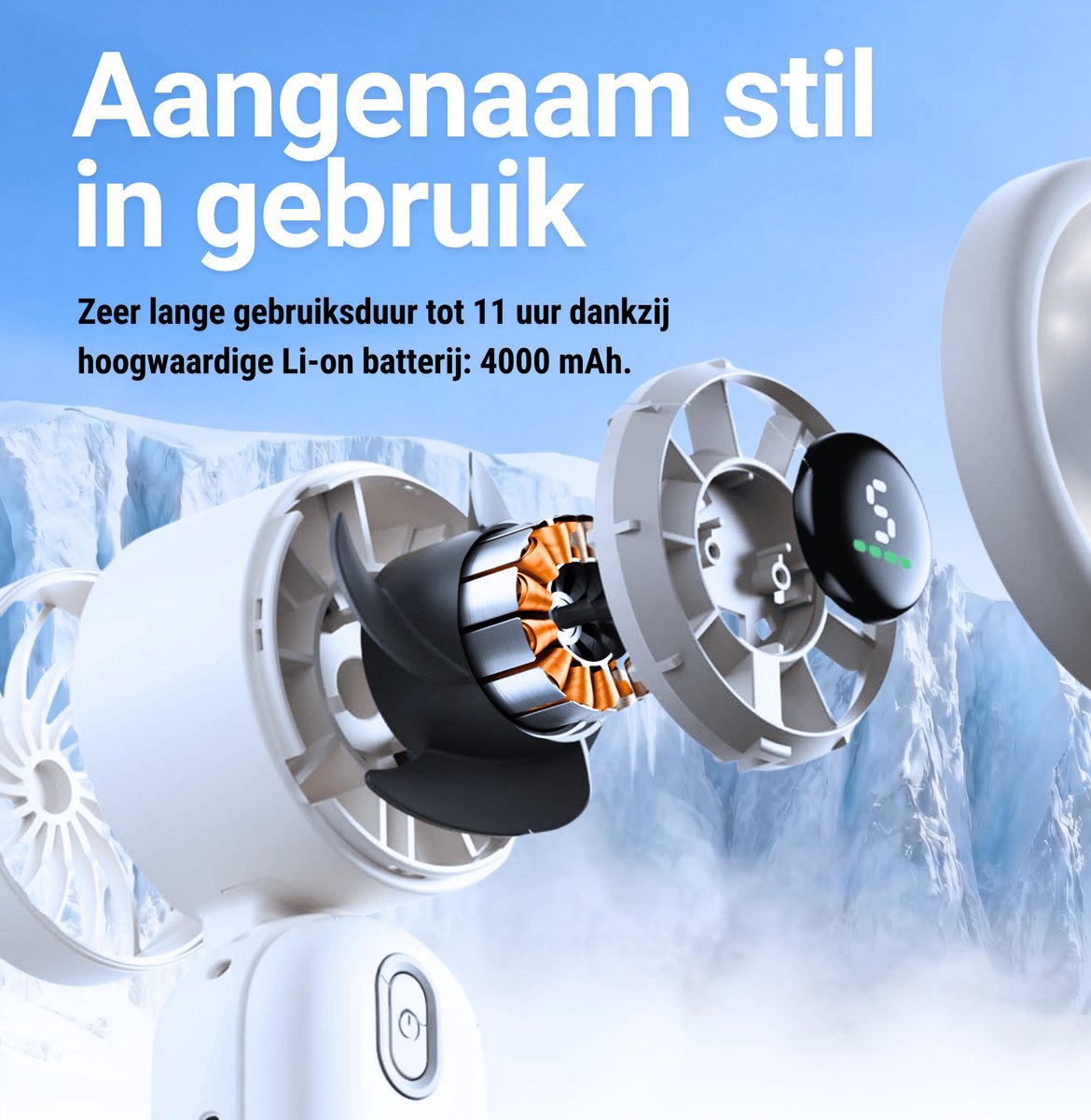 Diveblues® 3-in-1 Draagbare Handventilator Oplaadbaar - iTurbo 9,2 m/s - Compact & Lichtgewicht - Mini Hand Fan — afbeelding 2