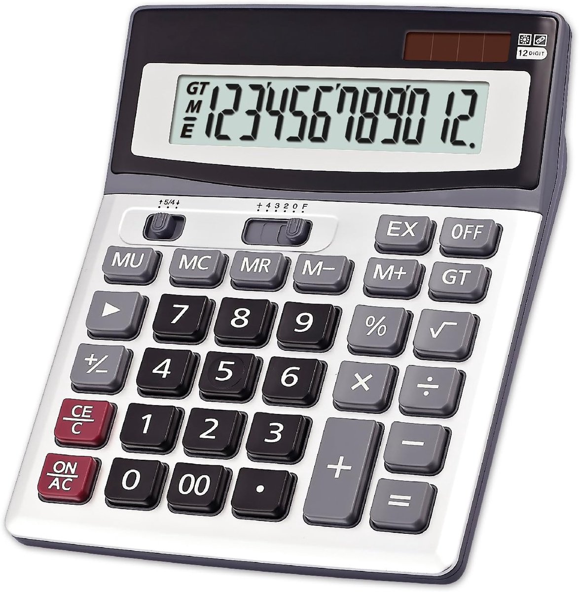 SnelShoppen - Grote rekenmachine voor kantoor, desktop calculator met 12-cijferige LCD-display, zonne-energie en batterij, draagbaar, perfect als cade