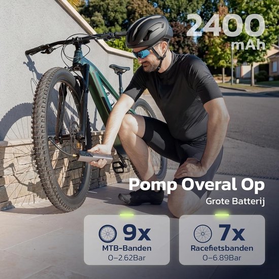 Thijox - Woowind Ventus Ride Elektrische Fietspomp 150 PSI/10,3 Bar Draagbare Bandenpomp met USB-C Oplaadbaar, Auto-Stop, LED-Lamp voor Racefiets, MTB — afbeelding 5