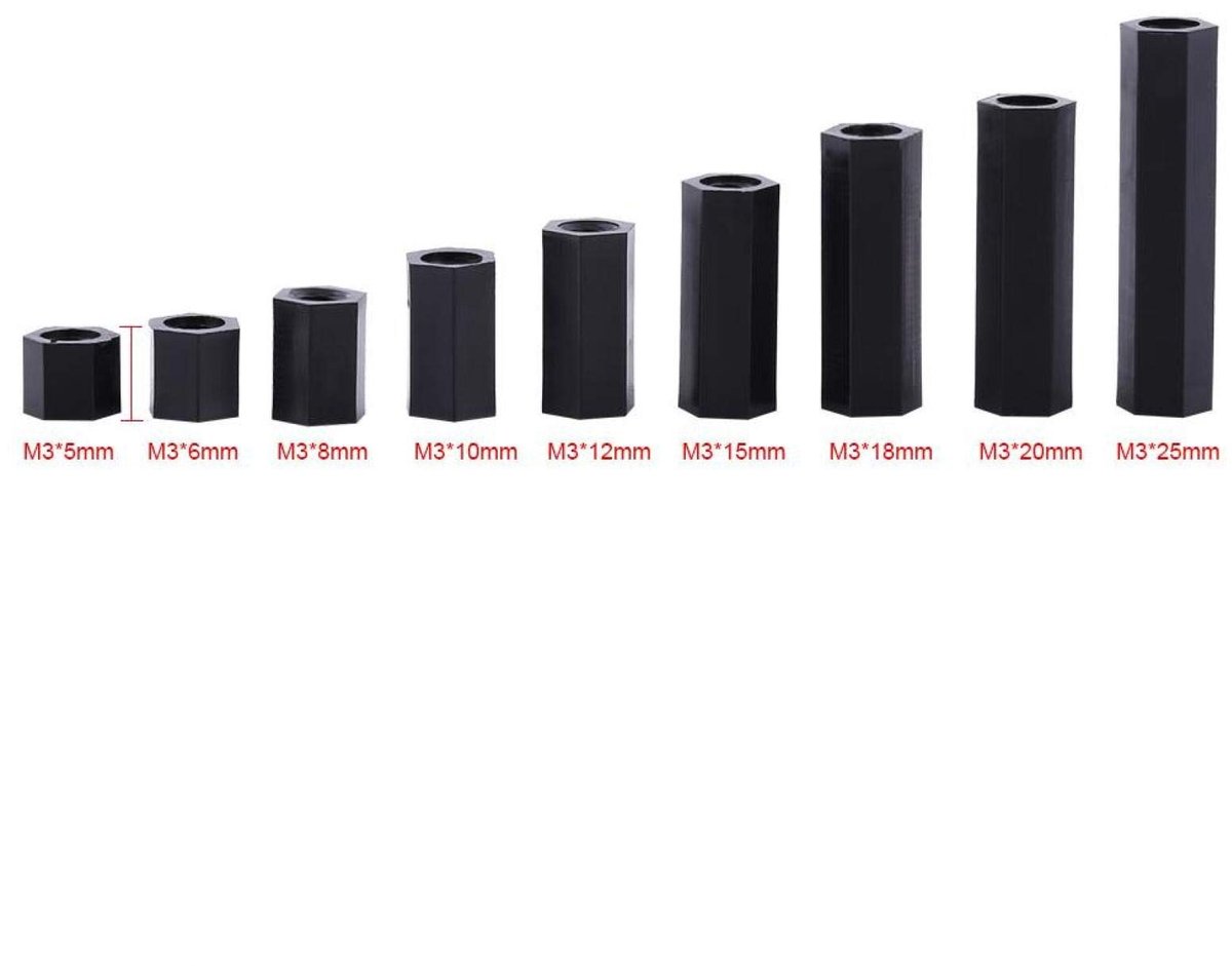 Dailygoods - 100 Stuks PA66 M3 Vrouwelijk Hex Schroefdraad Spacers
